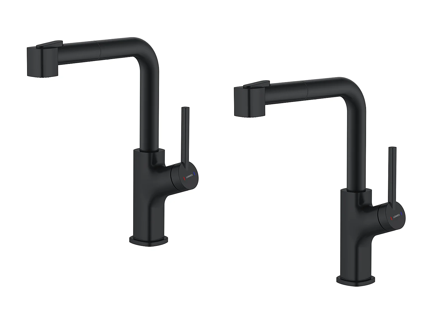 2pcs Robinet de Cuisine Noir avec Douchette Extractible Mitigeur Cuisine Rotatif à 360 ° Robinet d'Évier 2 Fonctions avec Barboteur Démotable