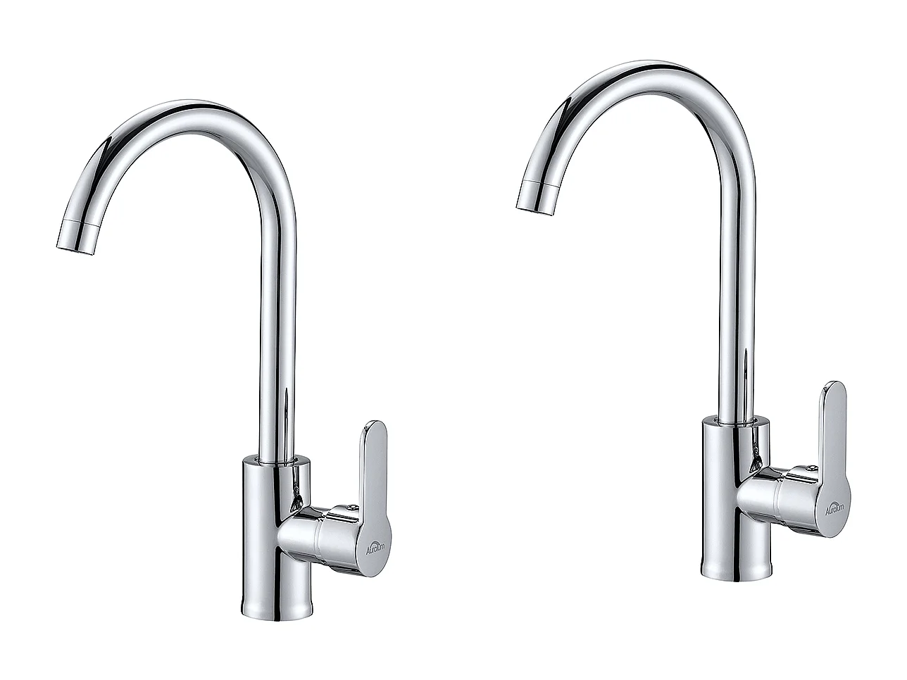 2pcs Elégant Mitigeur de Cuisine Auralum max Chromé,Pivotant à 360° Robinet d'Évier en Laiton avec Eau Chaude/Froide pour Cuisine,Mousseur Démontable