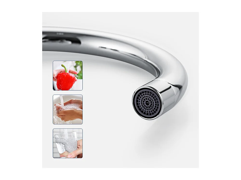 2pcs Elégant Mitigeur de Cuisine Auralum max Chromé,Pivotant à 360° Robinet d'Évier en Laiton avec Eau Chaude/Froide pour Cuisine,Mousseur Démontable