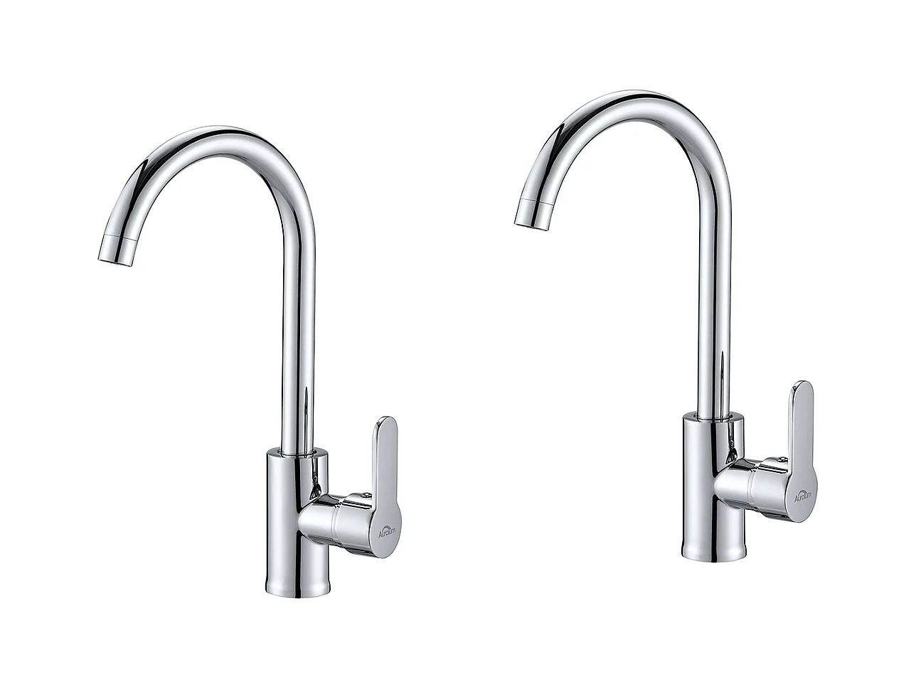 2pcs Elégant Mitigeur de Cuisine Auralum max Chromé,Pivotant à 360° Robinet d'Évier en Laiton avec Eau Chaude/Froide pour Cuisine,Mousseur Démontable