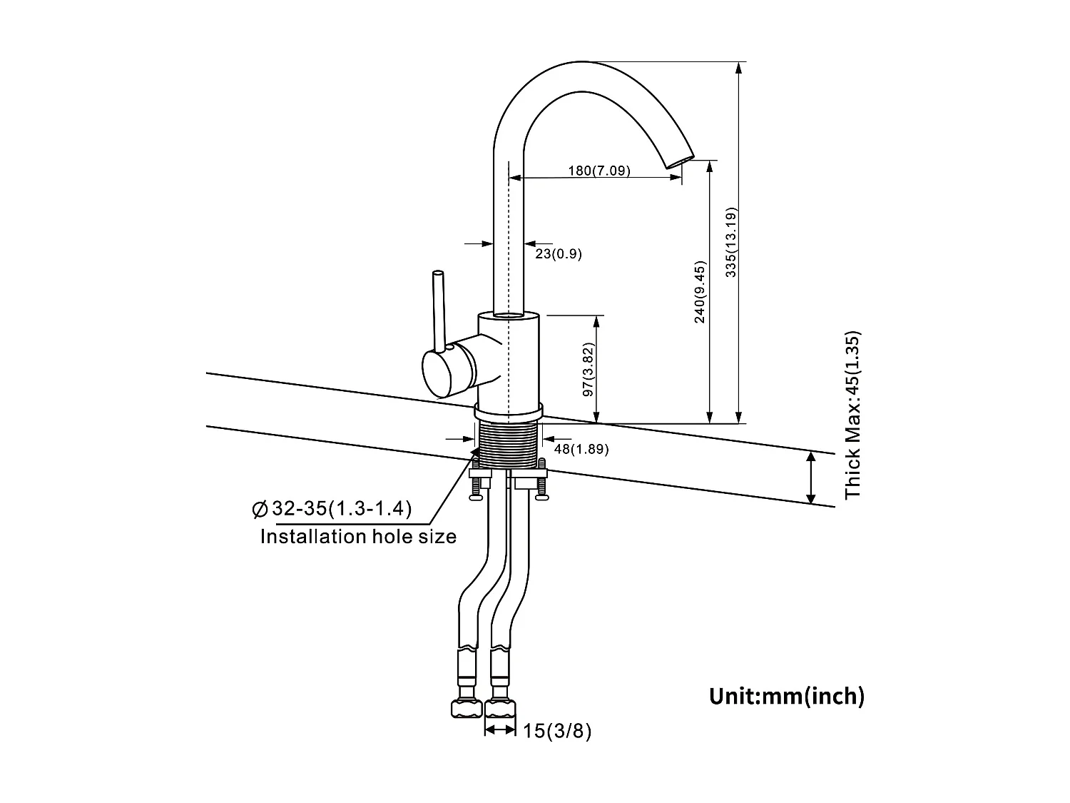 Robinet Cuisine Bec Haut Mitigeur Evier Rotatif 360° Mitigeur Cuisine à Eau Froide/Chaude,en Laiton,avec Aérateur Démontable,Noir Graphite,EU Modèle