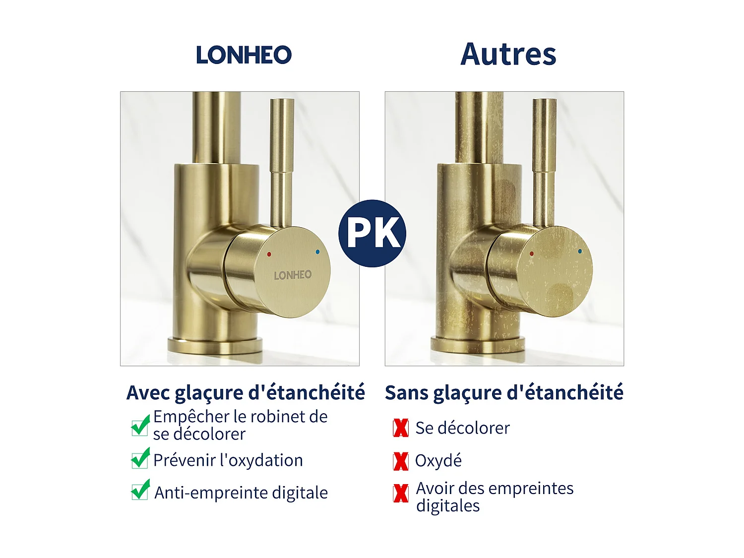 Robinet Cuisine Mitigeur Doré 7-Forme Bec Haut Rotatif 360°Robinetterie Monotrou Mélangeur de Cuisine Evier Robinetterie Mitigeur Eau et Froide