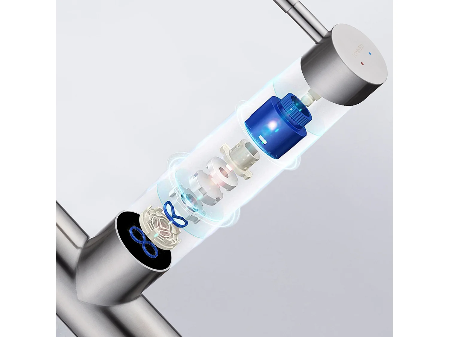 Rubinetto da cucina 7-forma con 2 funzioni Doccia estraibile MiscelatoreCucina in acciaio inossidabile rotante a 360°,Spazzolato