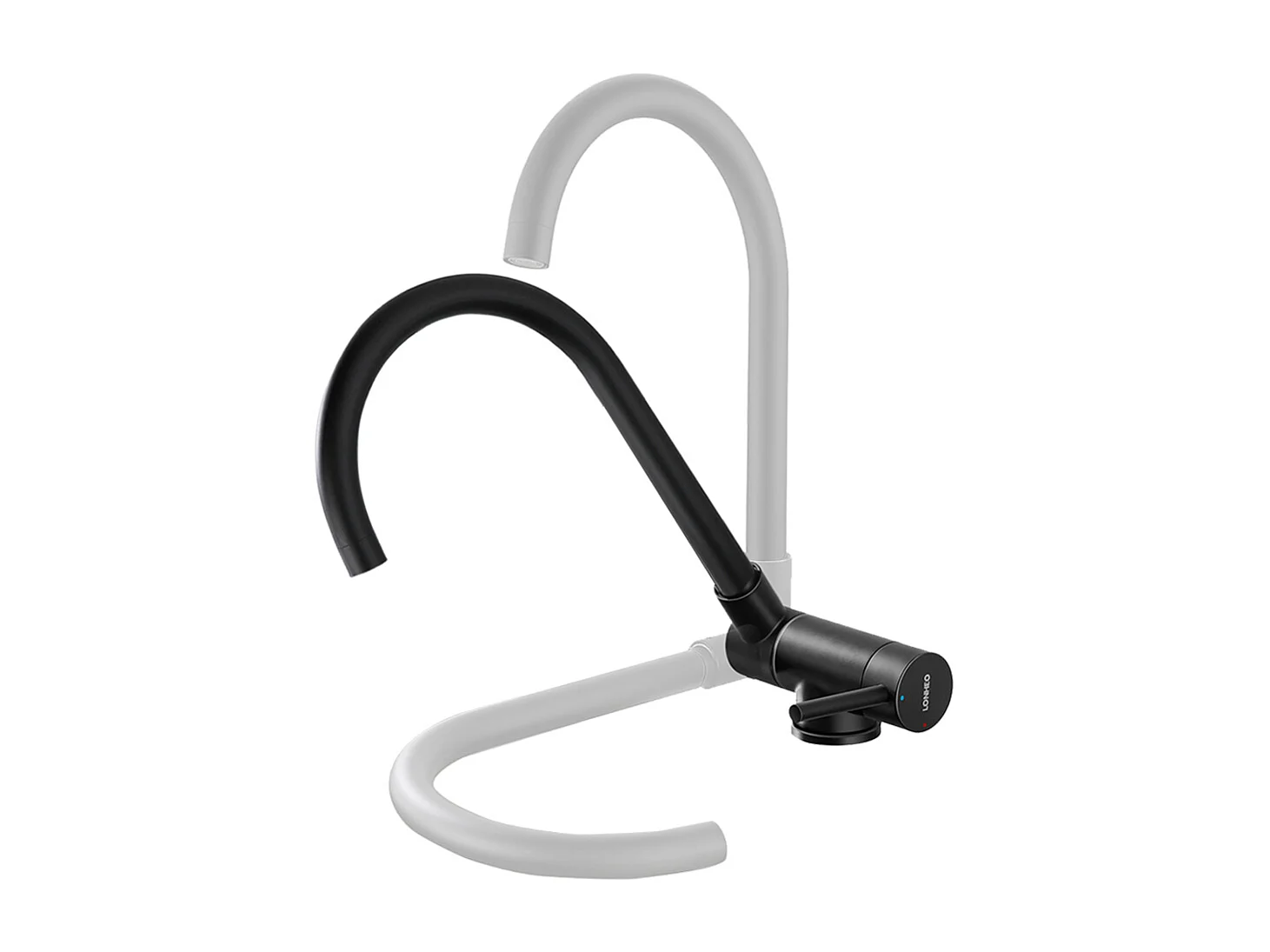 Robinet de Cuisine Rabattable Mitigeur d'évier Pivotant 360°Robinetterie en inox avec barboteur démotable, pour Évier contre Fenêtre, Noir