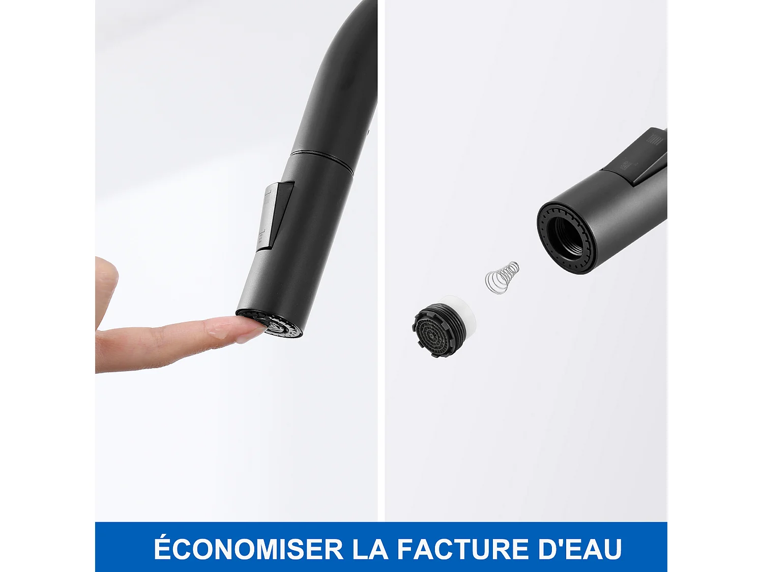 AuraLumMax Keukenmengkraan Uittrekbare Douche,Spoelbakkraan met 2 Functies,Zwart 360° Draaibare Keukenkraan,Moderne Gootsteenmengkraan,EU Model