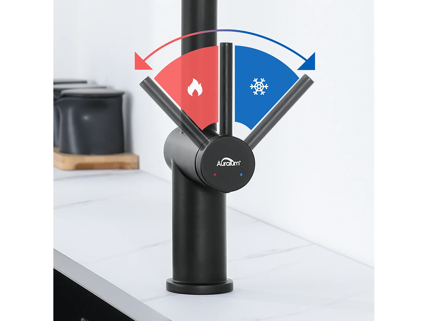 AuraLumMax Mitigeur Cuisine Douchette Extractible,Robinet Evier avec 2 Fonctions,Robinet Cuisine Noir Pivotant 360°,Mitigeur Evier Moderne,EU Modèle