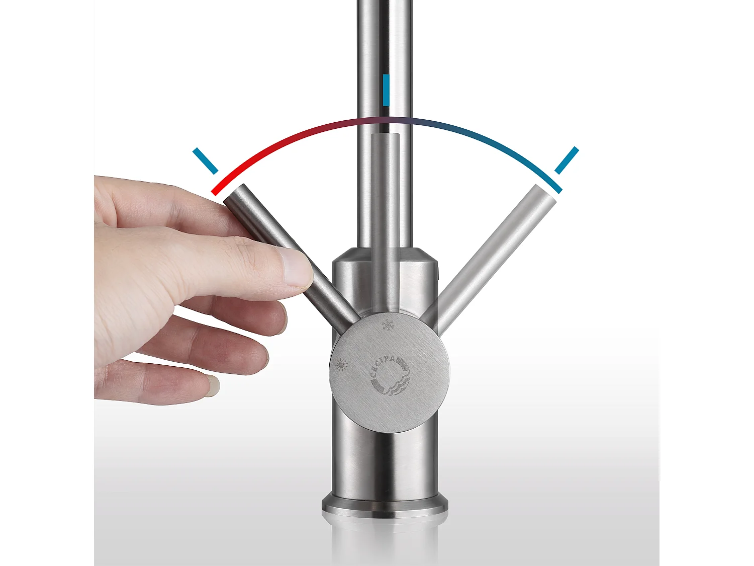 Cecipa max U-Forme Mitigeur de Cuisine en Inox - Mitigeur Évier à Eau Froide et Chaude avec Barboteur démotable - Brossé,EU Modèle