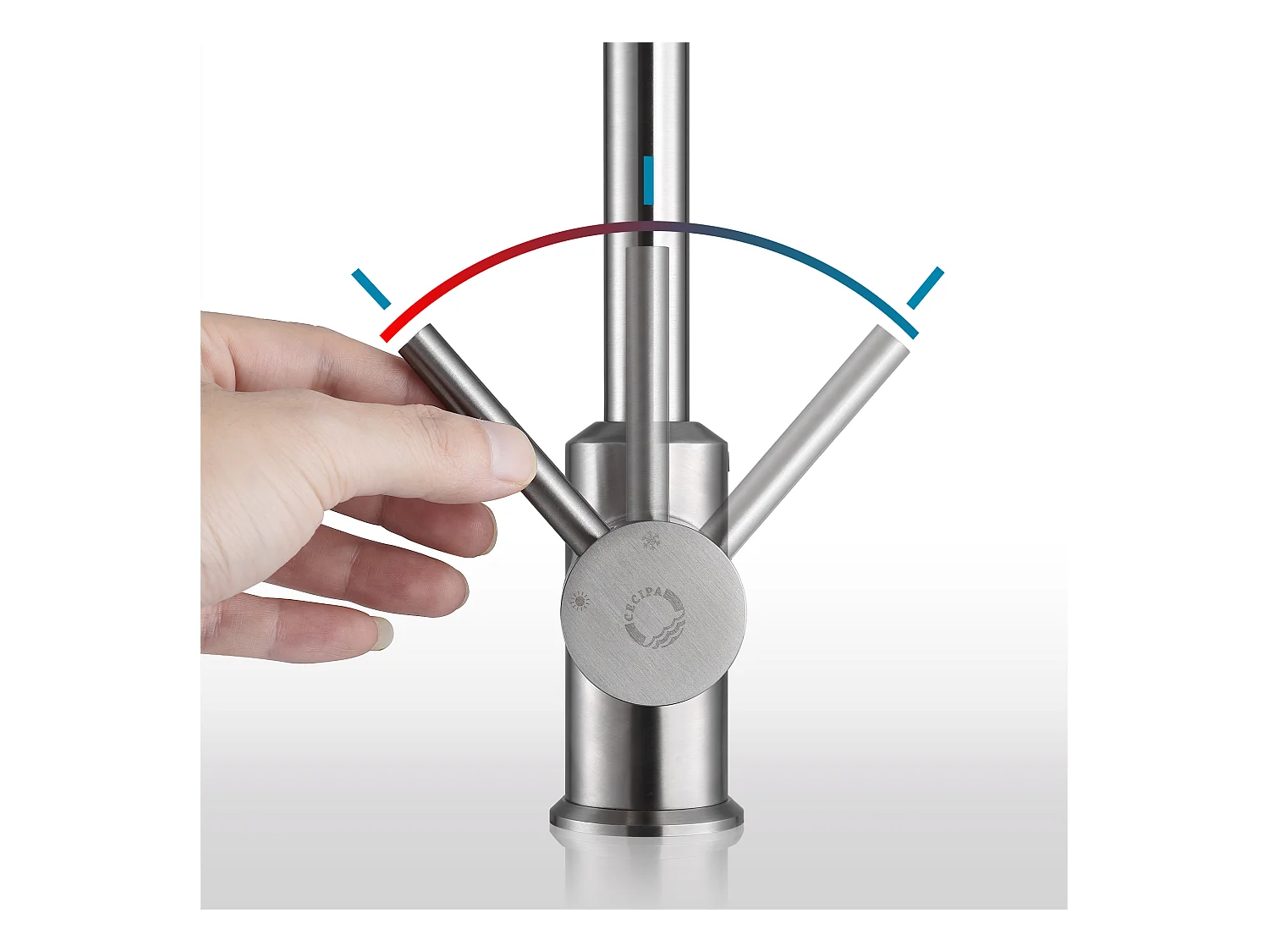 Cecipa max U-Forme Mitigeur de Cuisine en Inox - Mitigeur Évier à Eau Froide et Chaude avec Barboteur démotable - Brossé,EU Modèle