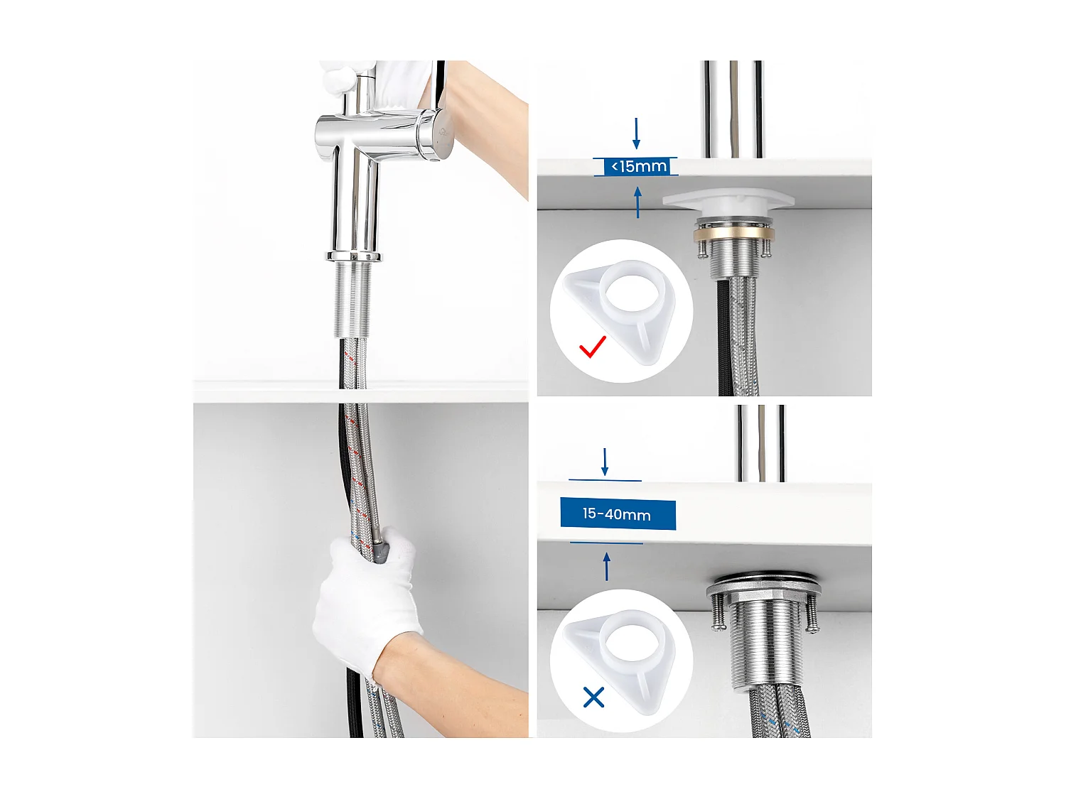 AuraLum Max Robinet Cuisine Douchette,Mitigeur Cuisine avec Douchette Extractible,Mitigeur Evier Rotatif 360°,2 Jets,Froid/Chaud,EU Modèle