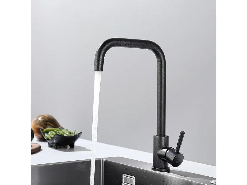 Cecipa max Robinet Cuisine Noir Nacré, Mitigeur Cuisine Noir Mat à Poignée Unique, Robinet Mitigeur Cuisine en Acier Inoxydable,EU Modèle