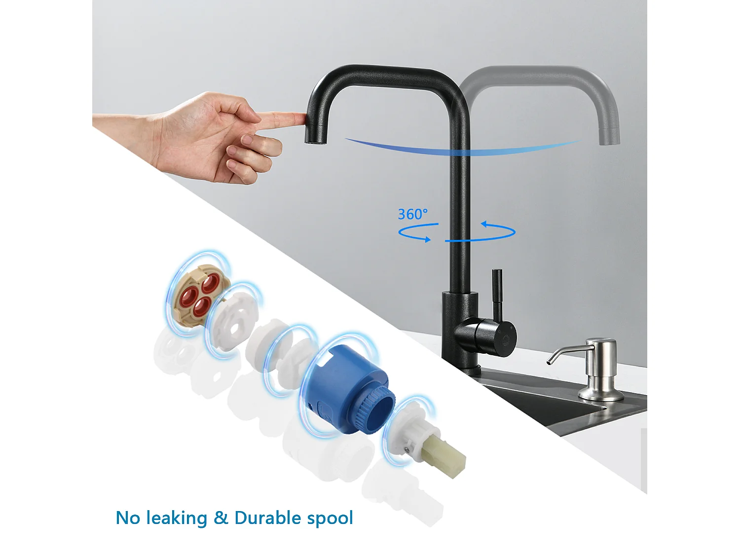 Cecipa max Robinet Cuisine Noir Nacré, Mitigeur Cuisine Noir Mat à Poignée Unique, Robinet Mitigeur Cuisine en Acier Inoxydable,EU Modèle