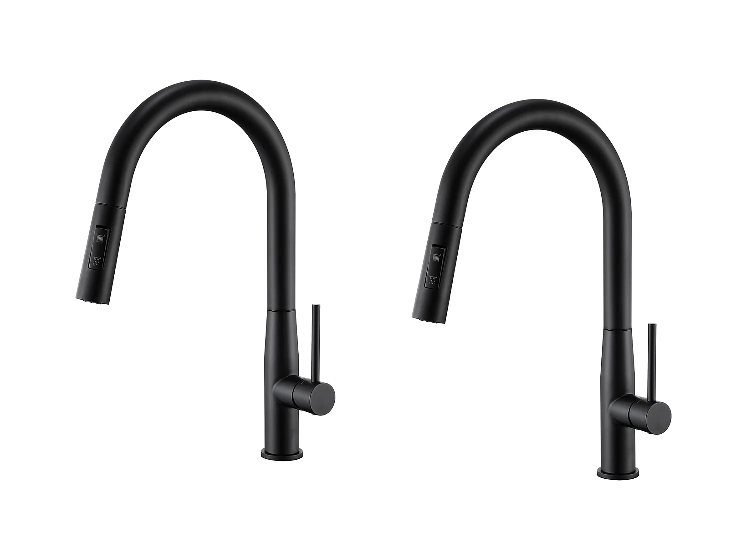 2PCS AURALUMMAX Mitigeur Cuisine,Robinet d'Évier Inox avec Douchette Extractible,2 Modes Jets Eau Froide/Chaude Rotatif 360 degré,Bec en Forme U,Noir