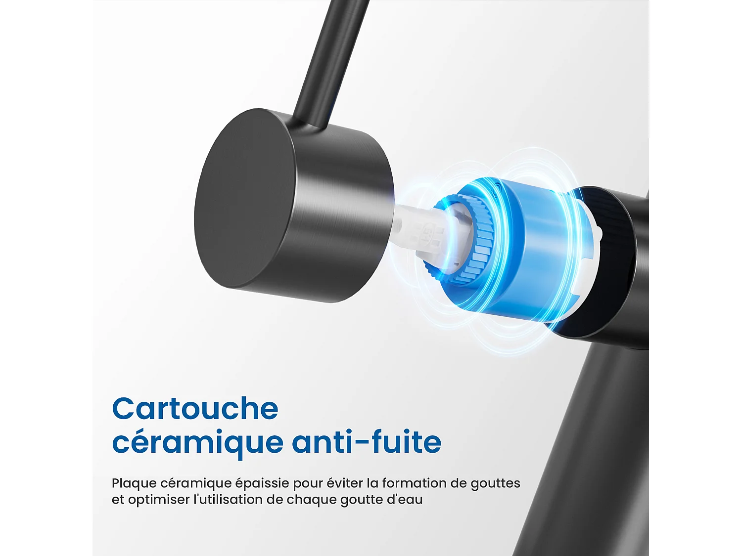 2PCS AURALUMMAX Mitigeur Cuisine,Robinet d'Évier Inox avec Douchette Extractible,2 Modes Jets Eau Froide/Chaude Rotatif 360 degré,Bec en Forme U,Noir