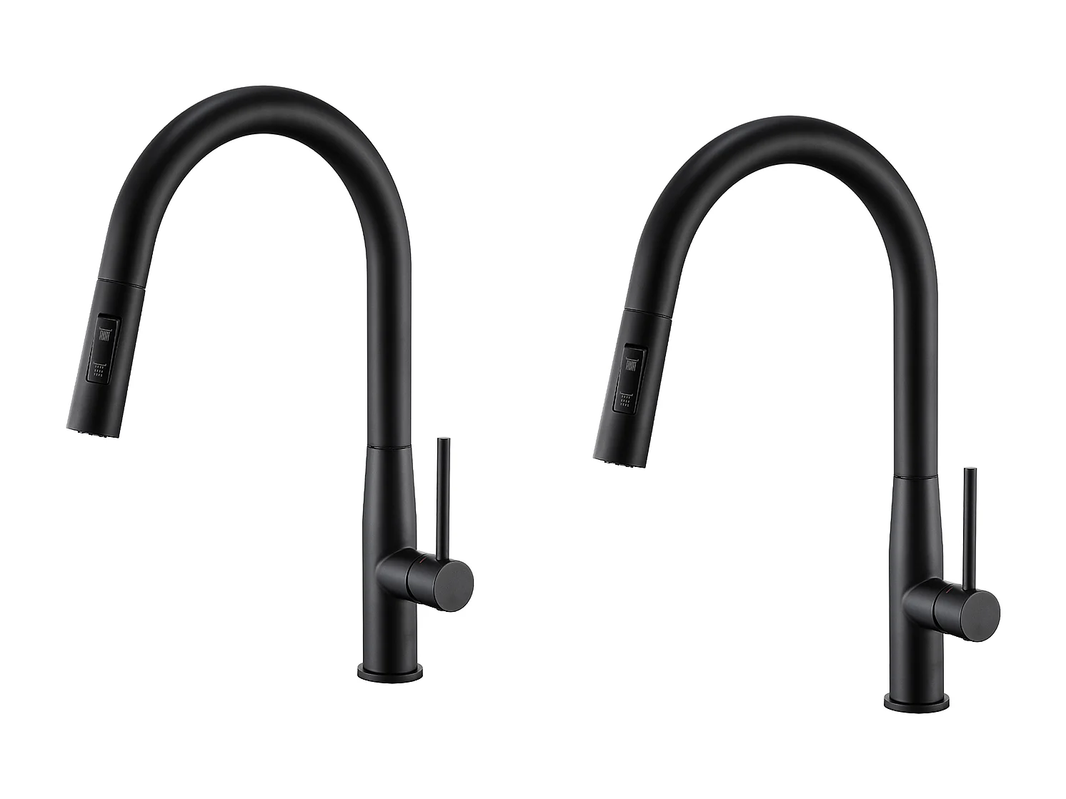 2PCS AURALUM MAX Mezclador Cocina,Grifo Fregadero Inox con Ducha Extraíble,2 Modos Jets Agua Fría/Caliente Rotativo 360 grados,Cavo en Forma U,Negro