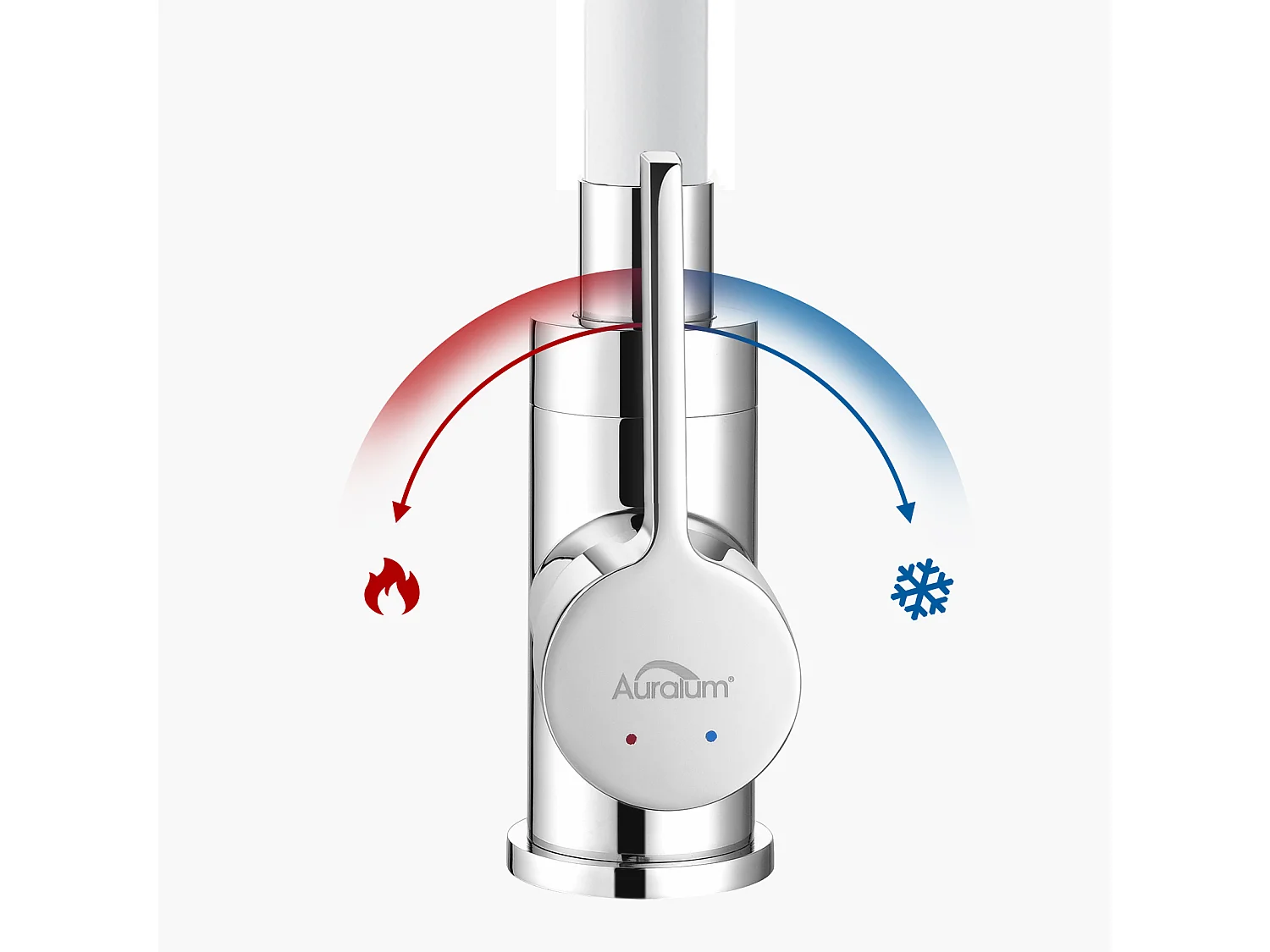 Mezclador Cocina AuraLum Max Blanco Flexible Boca Alta Orientable Libremente Grifo Fregadero Latón Grifo Fregadero Agua Caliente y Fría,Modelo UE