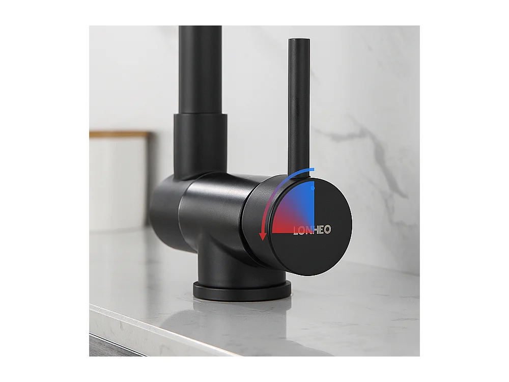 2pcs Mitigeur Cuisine Rabattable Noir Pivotant 360°,Robinet Cuisine avec Poignée Pliable Contre Fenêtre, Robinet Mitigeur Evier Acier Inox,EU Modèle