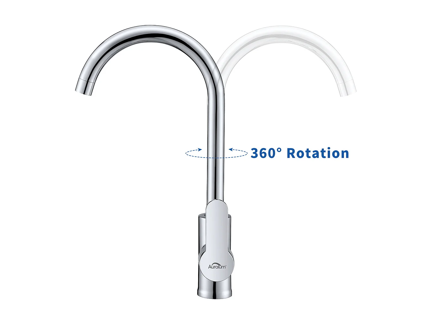 Robinet de Cuisine Rotatif Bec Forme de U Robinet Mitigeur Inox Robinetterie Évier Chrome