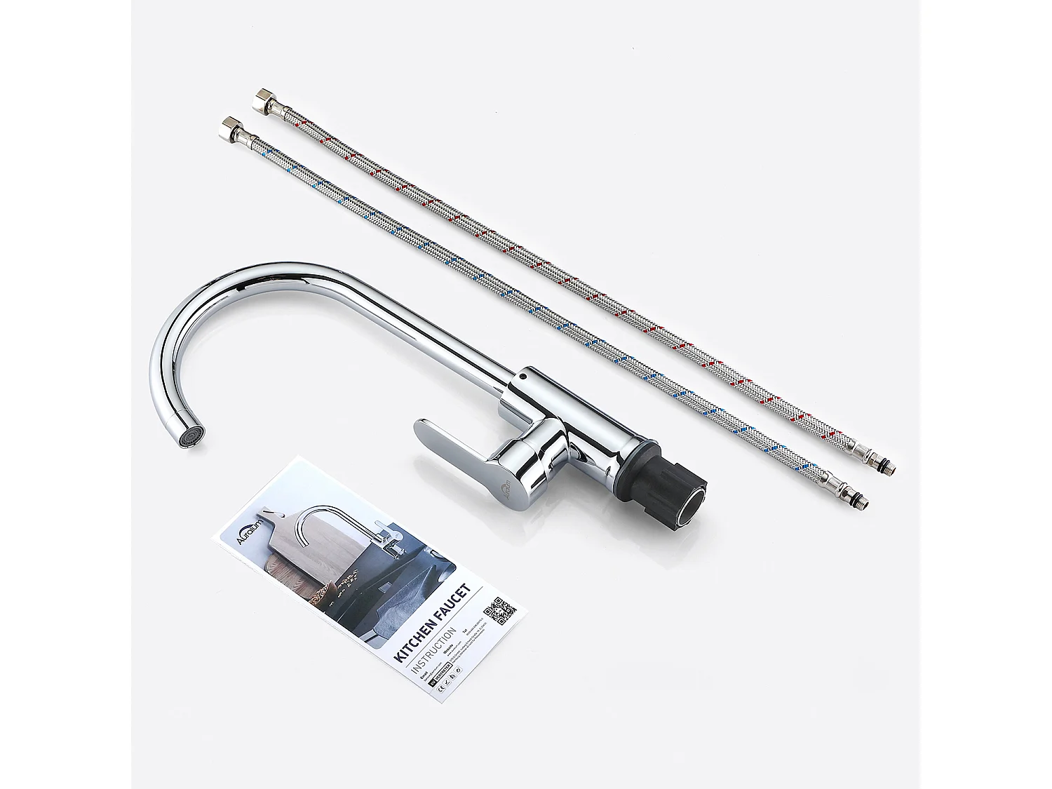 Robinet de Cuisine Rotatif Bec Forme de U Robinet Mitigeur Inox Robinetterie Évier Chrome