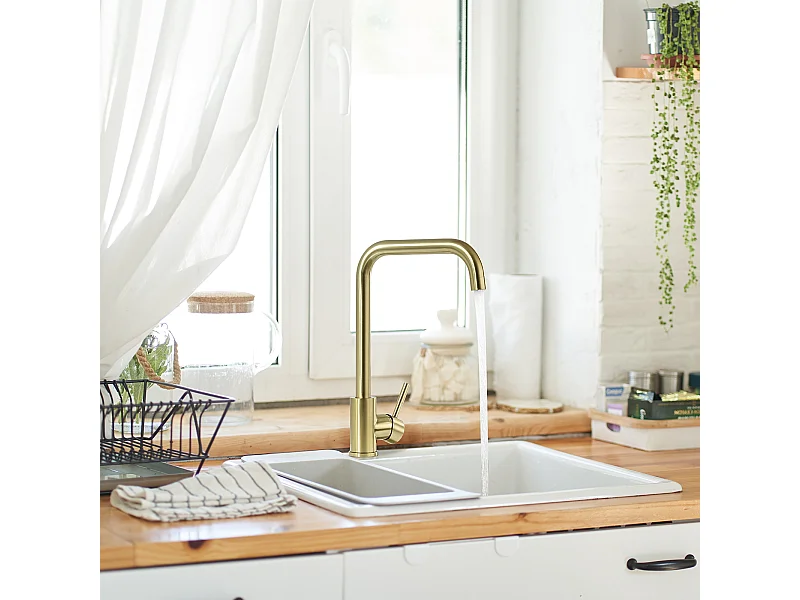 Keukenmengkraan, 360° Draaibare Flexibele Wastafelkraan, Keukenmengkraan RVS met Afneembare Beluchter, 7-Vorm,Goud