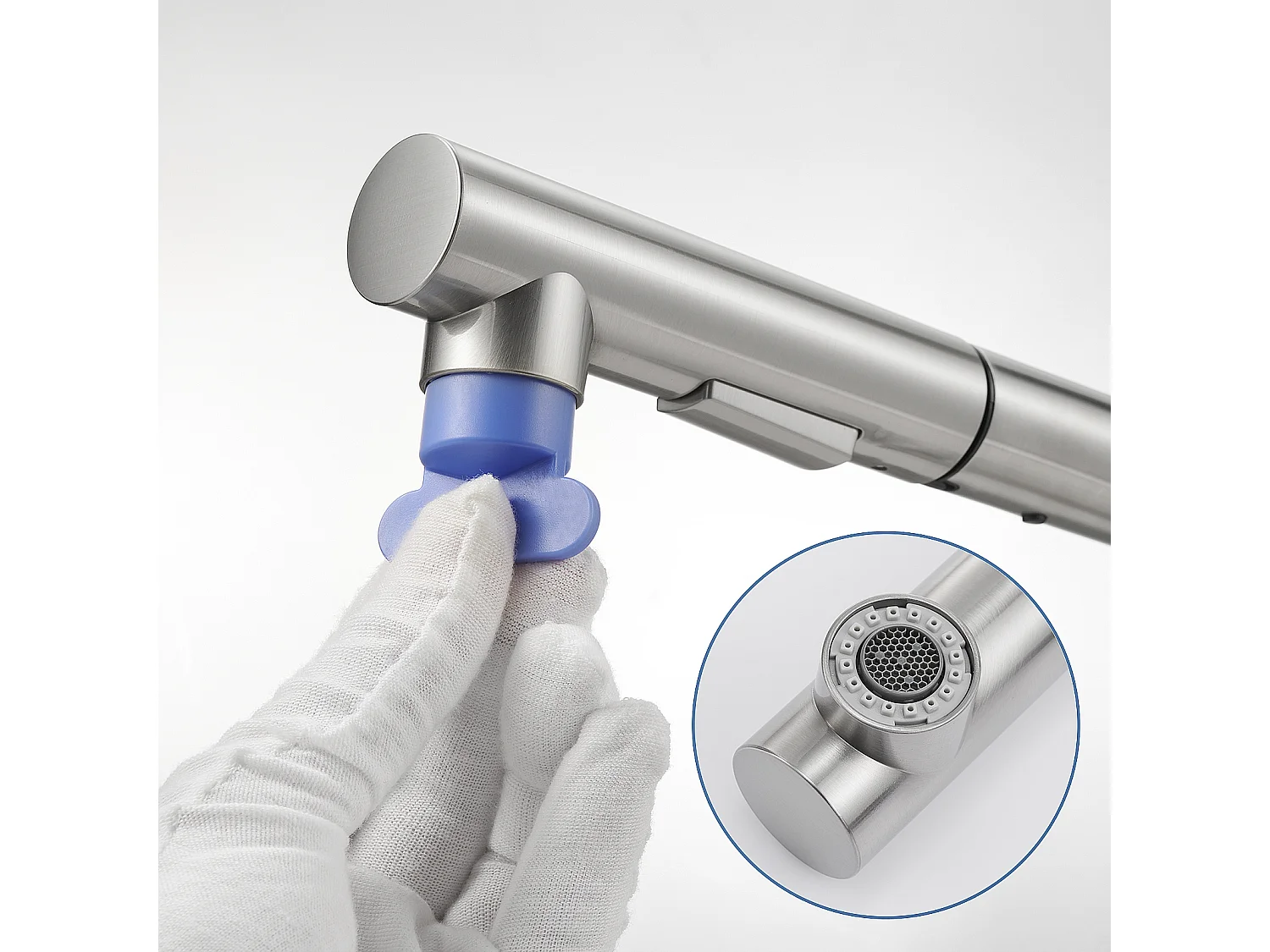 Miscelatore Cucina con Doccia Estraibile Rubinetto Lavello a Due Getti Rubinetti Cucina in Acciaio Spazzolato Girevole a 360°