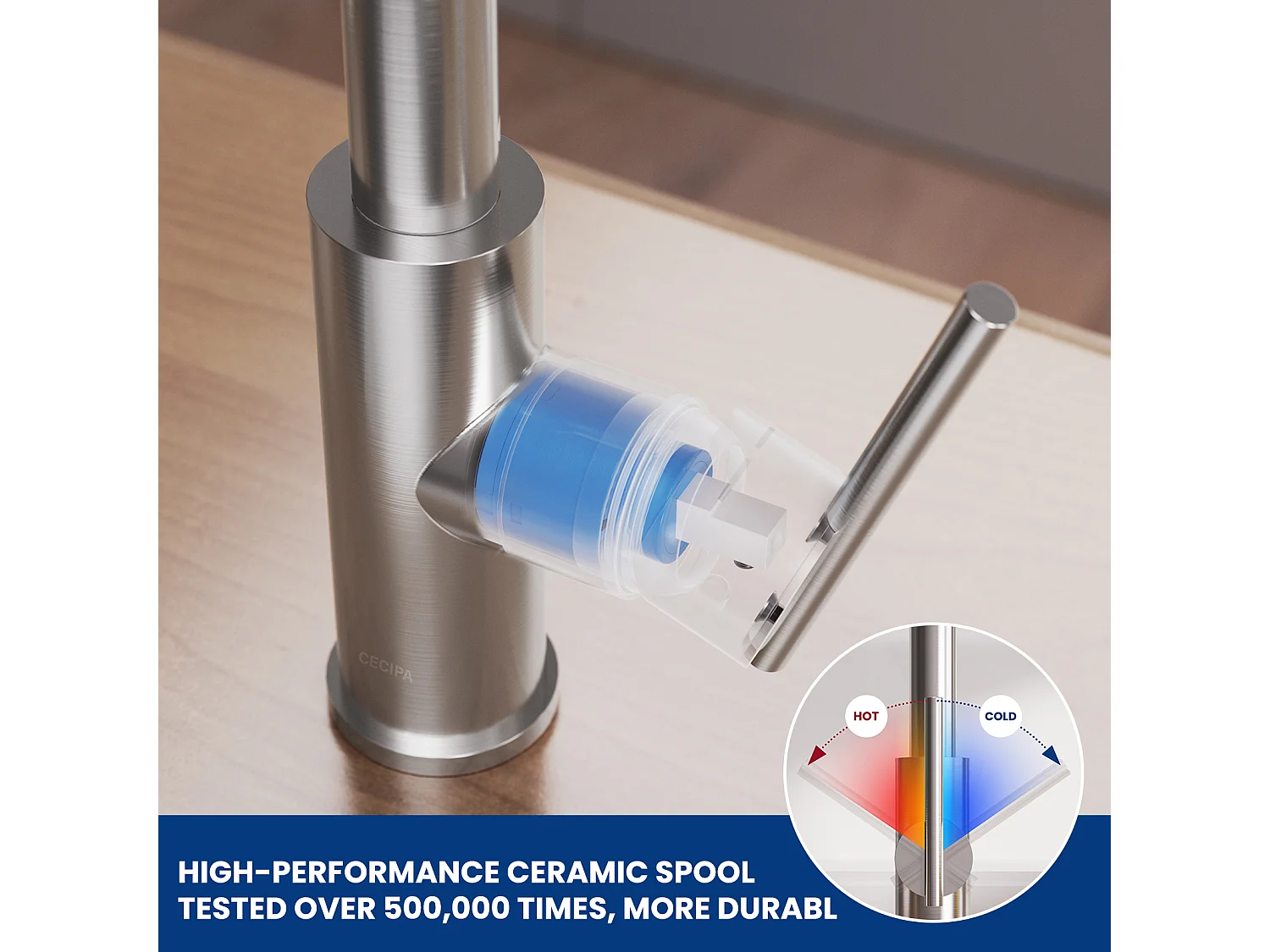 Cecipa max Mitigeur Cuisine Brossé avec Douchette Robinet Douchette d'évier Extractible à Deux Jets Mitigeur Evier avec Barboteur Démotable,EU Modèle