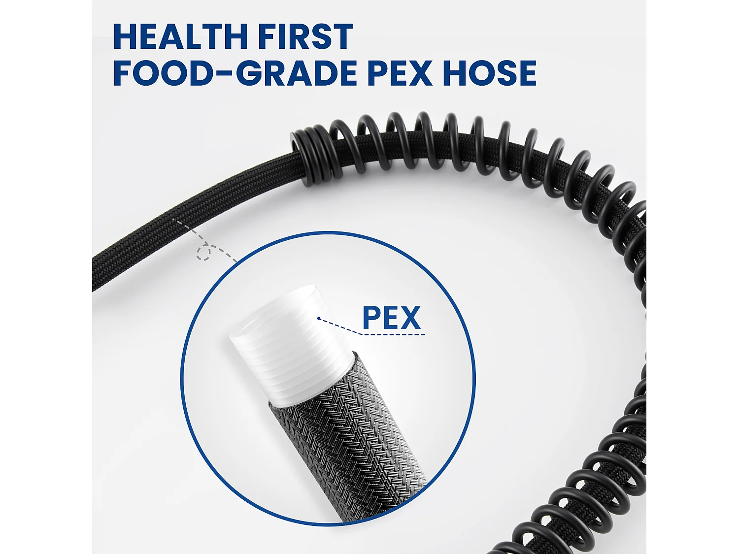 Cecipa max Mitigeur Cuisine à Ressort avec 2 Modes de Sortie D'eau Mitigeur Evier avec Douchette Extractible Robinet Pivotant à 360° Noir EU Modèle