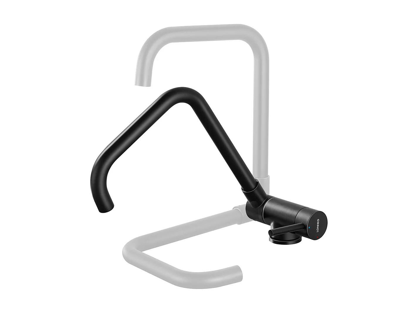 Robinet Cuisine Rabattable Rotatif 360°Mitigeur Cuisine Eau Chaude Froide Robinetterie avec barboteur démotable Pour Évier contre Fenêtre,Noir