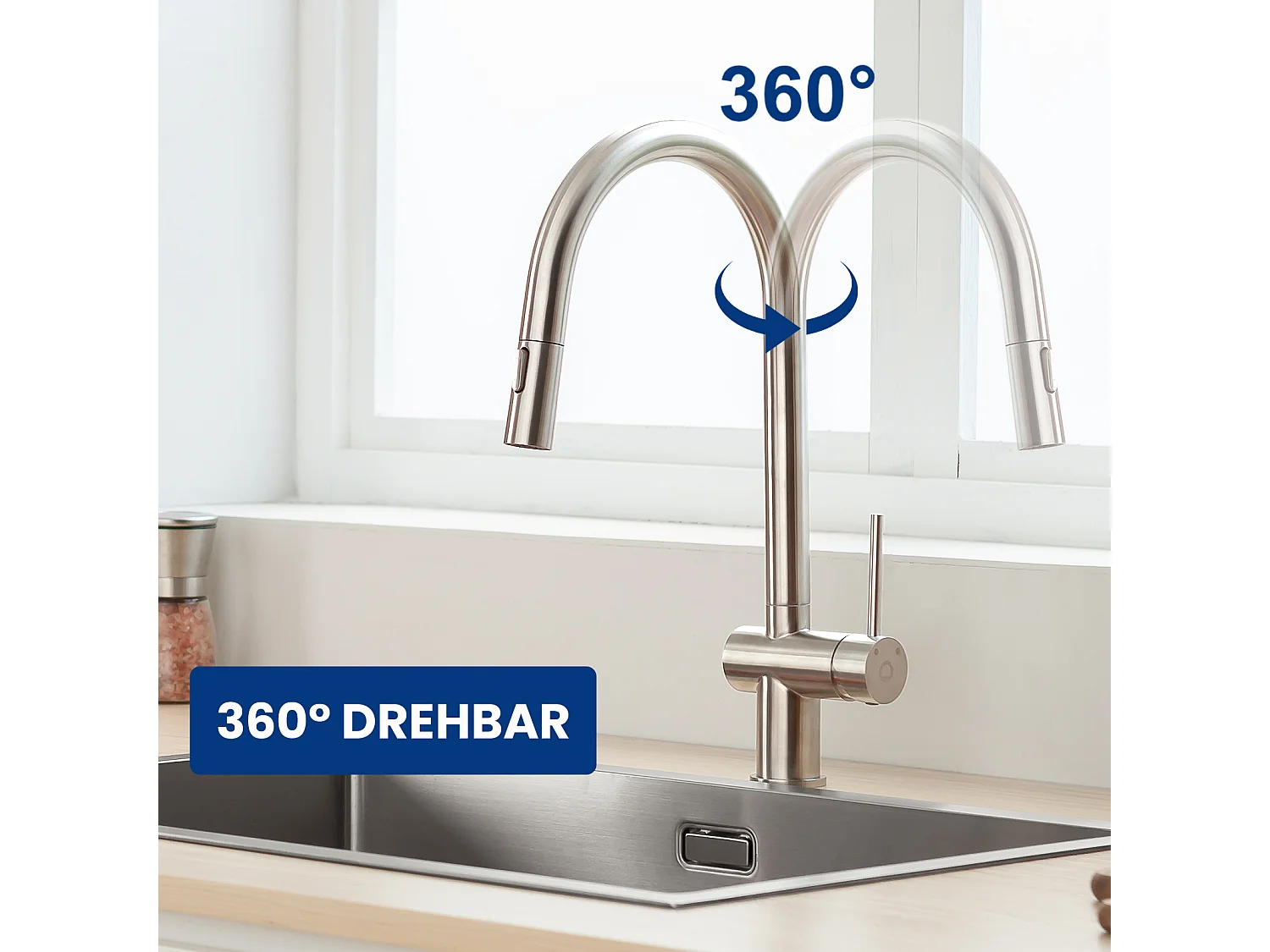 2PCS CECIPA MAX Keukenmengkraan met uittrekbare spray Keukenkraan met 2 soorten watersproeiers Geborsteld roestvrij staal Wastafelkraan