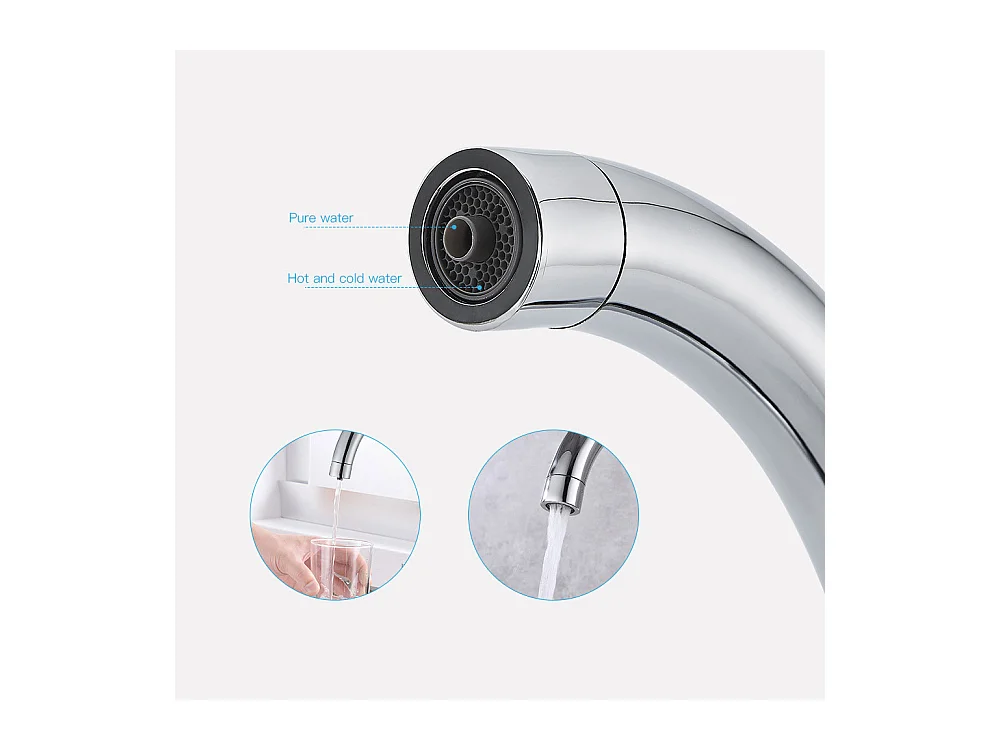 Auralum max 3-weg keukenmengkraan, 360° draaibare keukenkraan, drinkwater keukenkraan, met gefilterde wateruitlaat, roestvrij staal