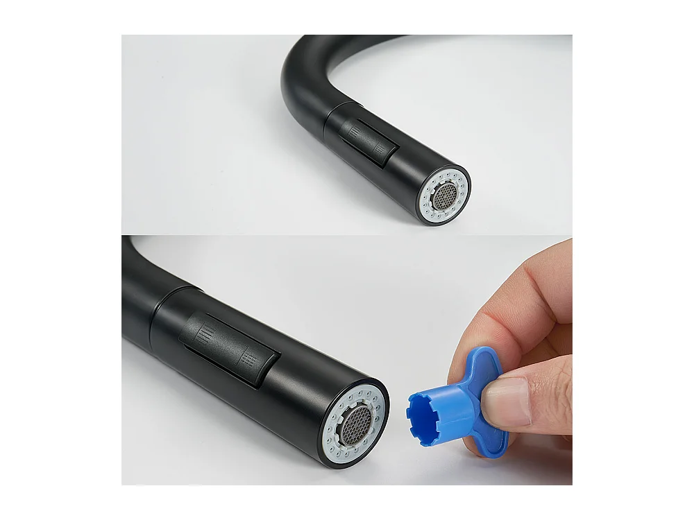 Mezclador Cocina con Ducha Extraíble Negro mate Rotativo a 360 °eN Acero Inoxidable Grifo Cocina Fregadero 2 Funciones Mezclador Cocina