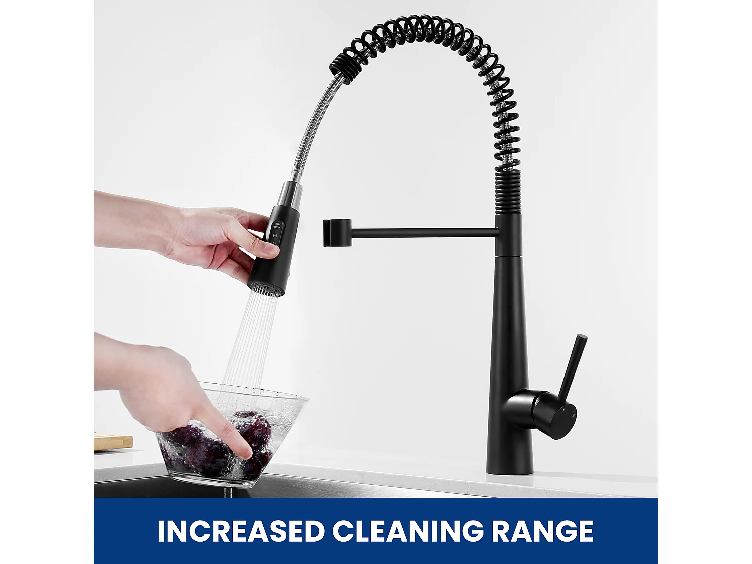 Cecipa max Mitigeur de Cuisine à Ressort avec Douchette Extensible,  Mitigeur Ressort avec 3 Modes de Sortie D'eau,Noir Rotatif à 360 °,EU Modèle