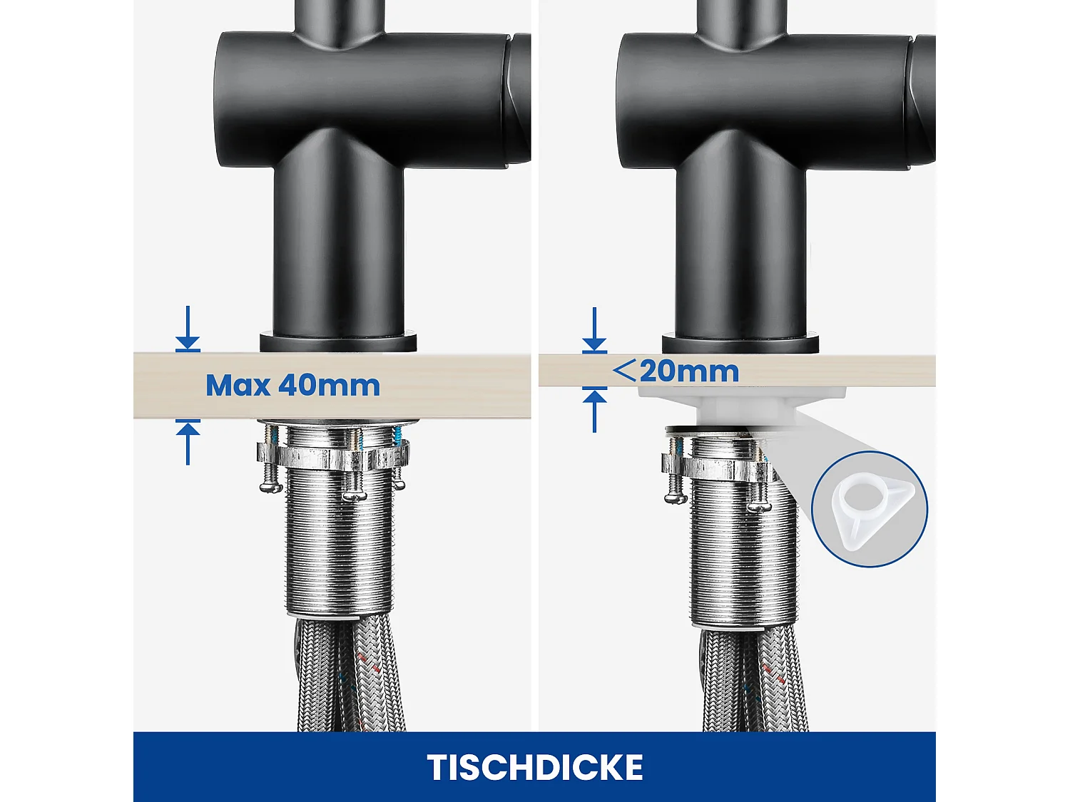 Cecipa max Noir Mitigeur de Cuisine avec Douchette Extractible - Robinet Cuisine en Inox  - Mitigeur Evier avec 2 Types de Jet D'eau,EU Modèle