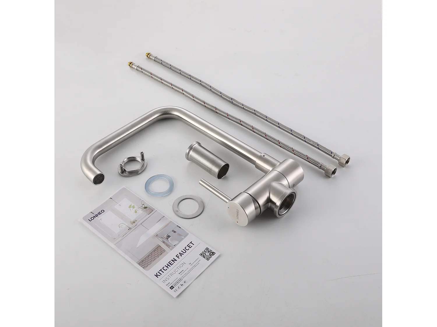 Miscelatore cucina pieghevolegirevole 360°, rubinetto da cucina con maniglia pieghevole contro finestra, rubinetto miscelatore lavello inox