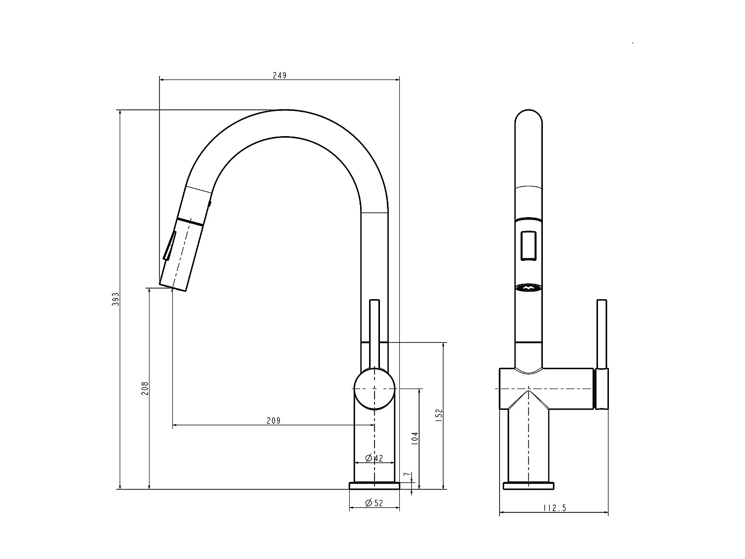 Mitigeur de Cuisine Douchette Extractible,,avec 2 Fonctions  Robinet de Cuisine Rotatif à 360°,Acier Inoxydable,Eau Froide et Chaude,Chromé