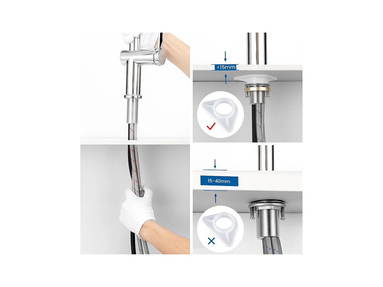 2PCS AURALUM MAX Robinet Cuisine Douchette,Mitigeur Cuisine avec Douchette Extractible,Mitigeur Evier Rotatif 360°,2 Modes Pulvérisation,Froid/Chaud