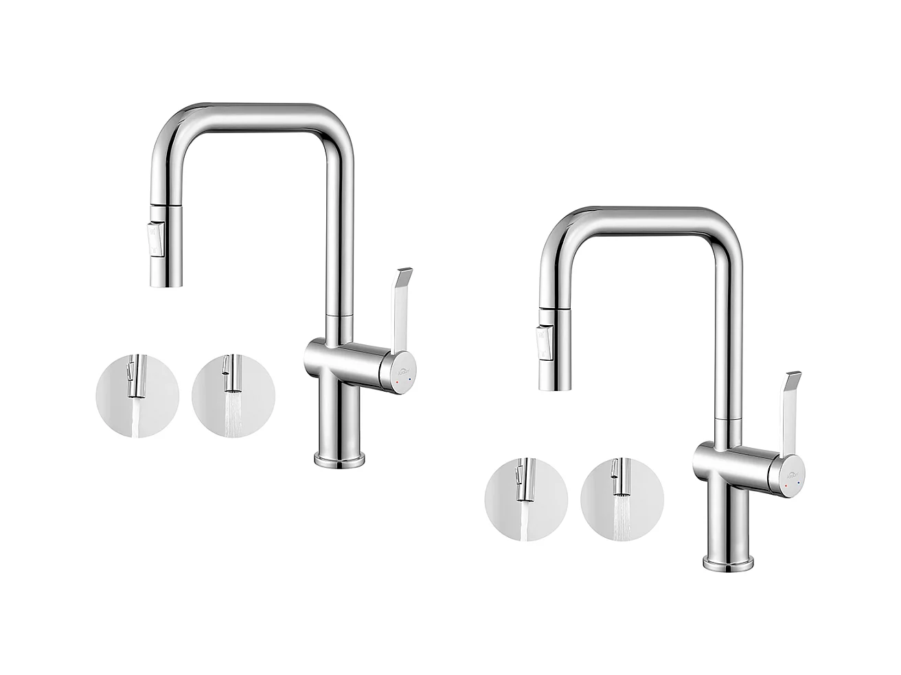 2PCS AURALUM MAX Robinet Cuisine Douchette,Mitigeur Cuisine avec Douchette Extractible,Mitigeur Evier Rotatif 360°,2 Modes Pulvérisation,Froid/Chaud