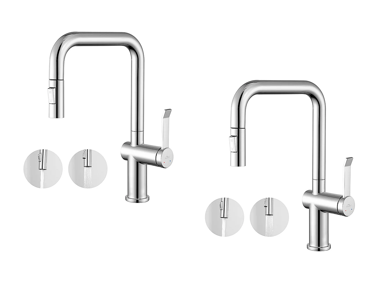 2PCS AURALUM MAX Robinet Cuisine Douchette,Mitigeur Cuisine avec Douchette Extractible,Mitigeur Evier Rotatif 360°,2 Modes Pulvérisation,Froid/Chaud