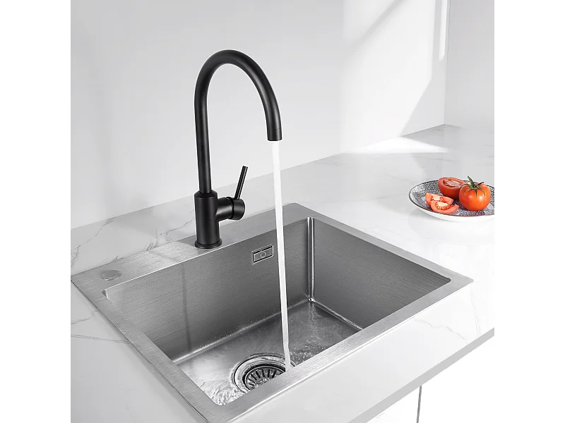 Cecipa max U-vormige roestvrijstalen keukenmengkraan - koud- en warmwatergootsteenmengkraan met afneembare bubbler - zwart, EU-model