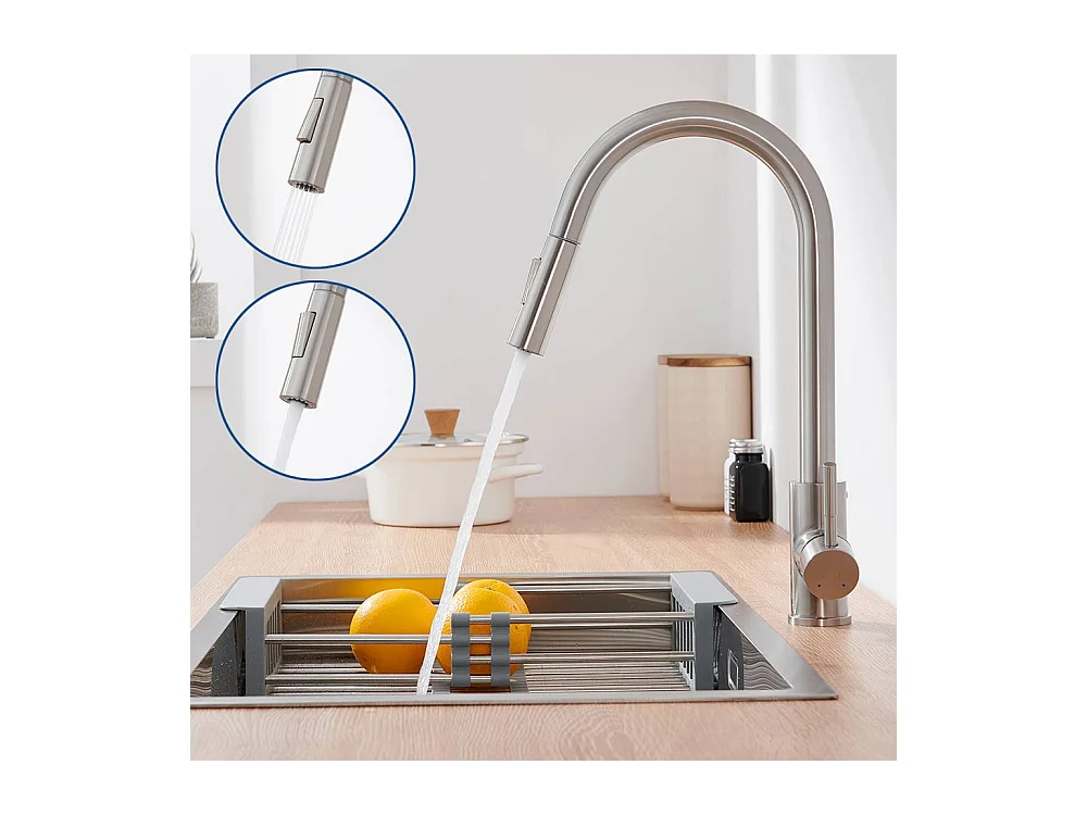 Uittrekbare Keukendouchekraan, Wastafelmengkraan Keuken met Handdouche, Keukenkranen 2 Spraymodi, Koud & Warm Beschikbaar