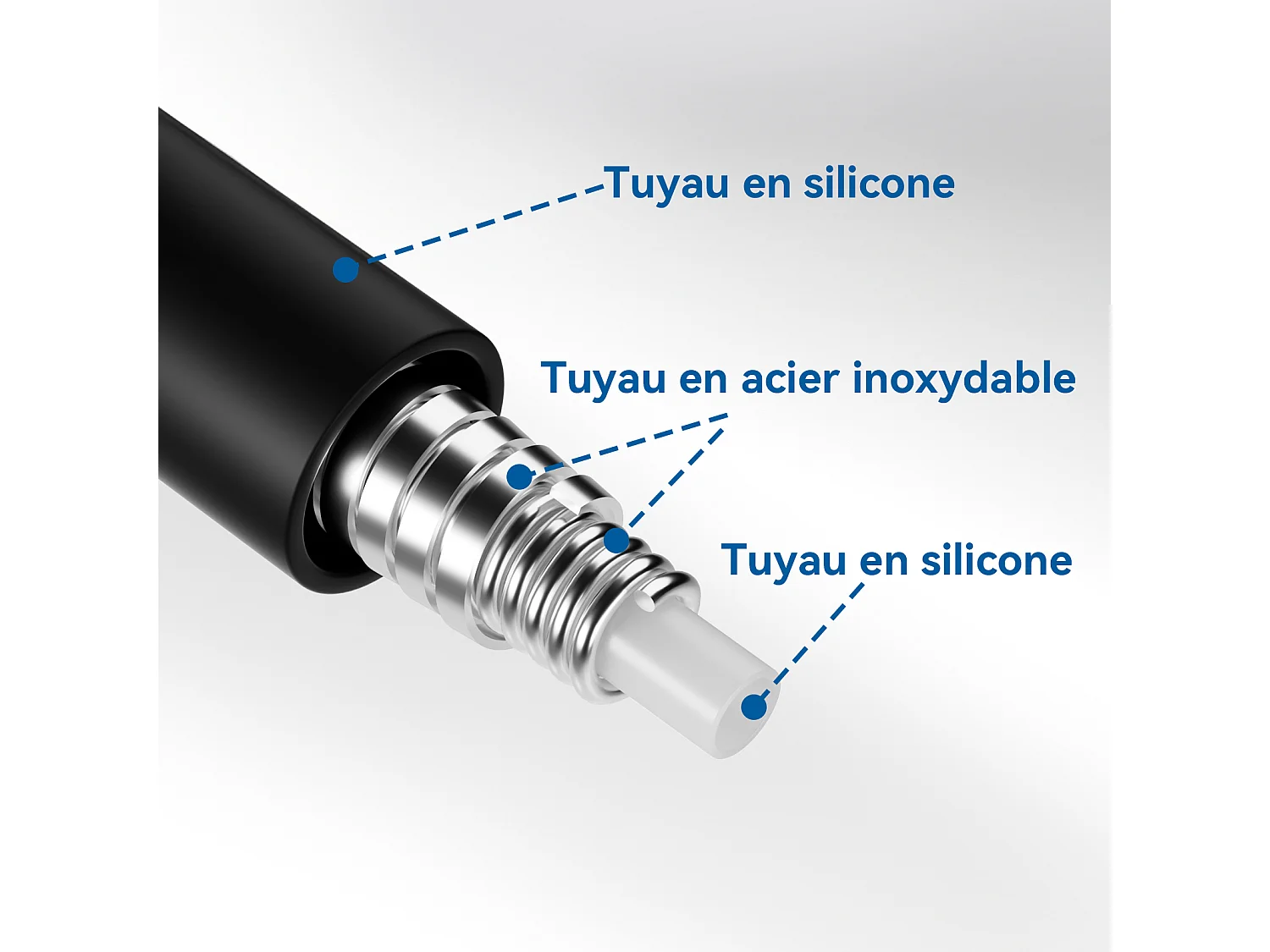 Mitigeur Cuisine Flexible Bec Orientable Librement Mitigeur Évier Flexible Pivotant 360° Robinet Evier Mémoire de Forme Eau Chaude/Froide,Noir