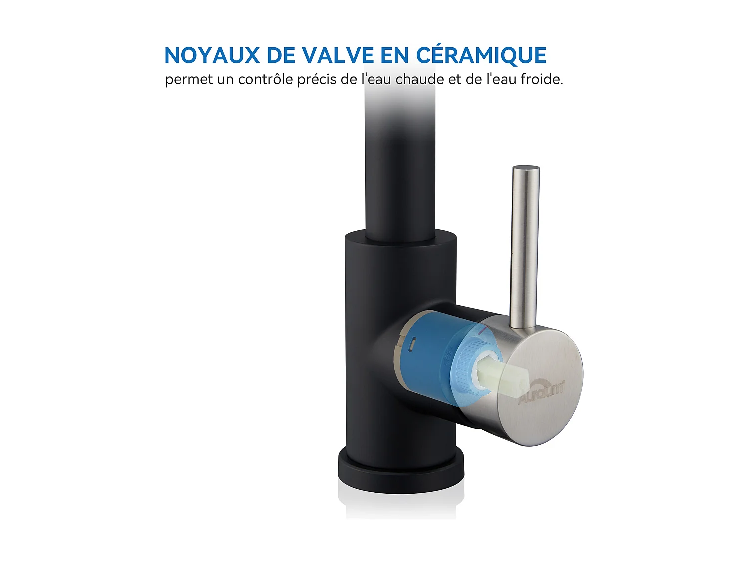 Mitigeur de Cuisine Noir à Ressort avec Douchette Extensible, Robinet Évier Rotatif à 360° avec 2 Modes,Froid & Chaud Disponible