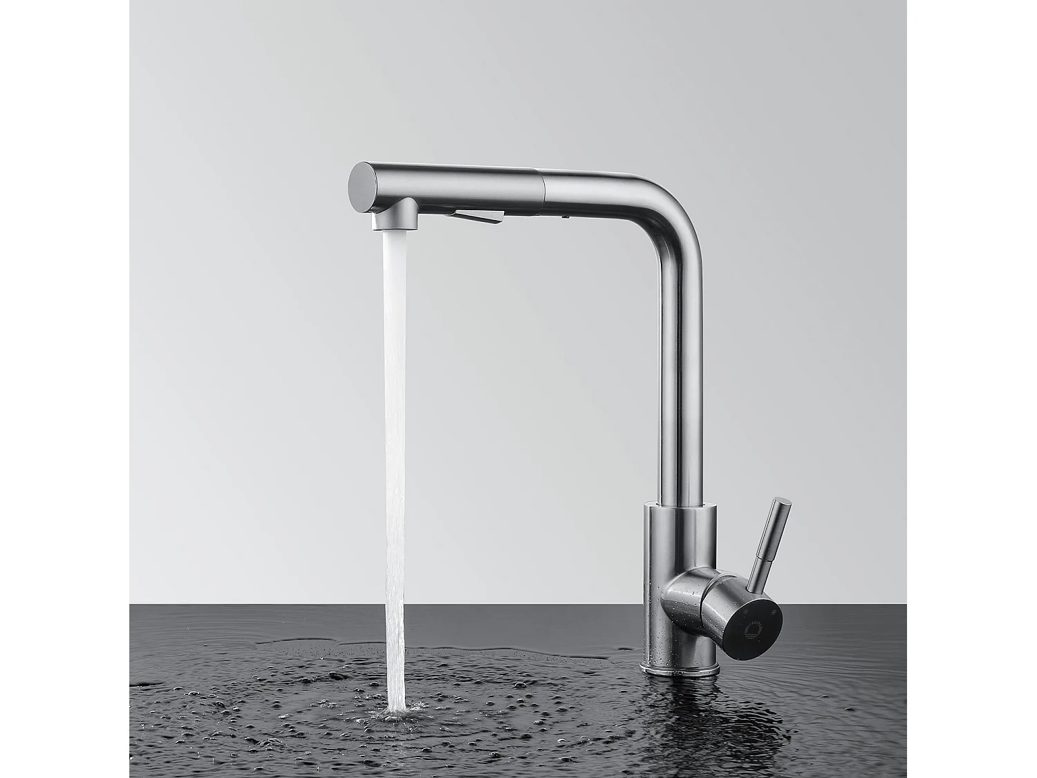 Cecipa max Miscelatore cucina con doccetta estraibile, 2 modalità di getto, rubinetto lavello girevole a 360° in acciaio inox satinato, modello EU