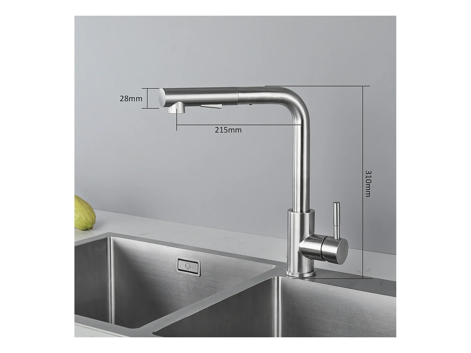 Cecipa max Mezclador de cocina con ducha extraíble, 2 modos de chorro, grifo para fregadero giratorio 360 en acero inoxidable cepillado, modelo EU