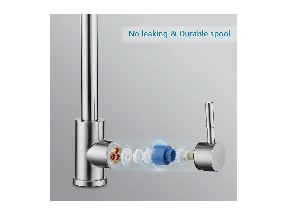 Cecipa max Mezclador de cocina con ducha extraíble, 2 modos de chorro, grifo para fregadero giratorio 360 en acero inoxidable cepillado, modelo EU