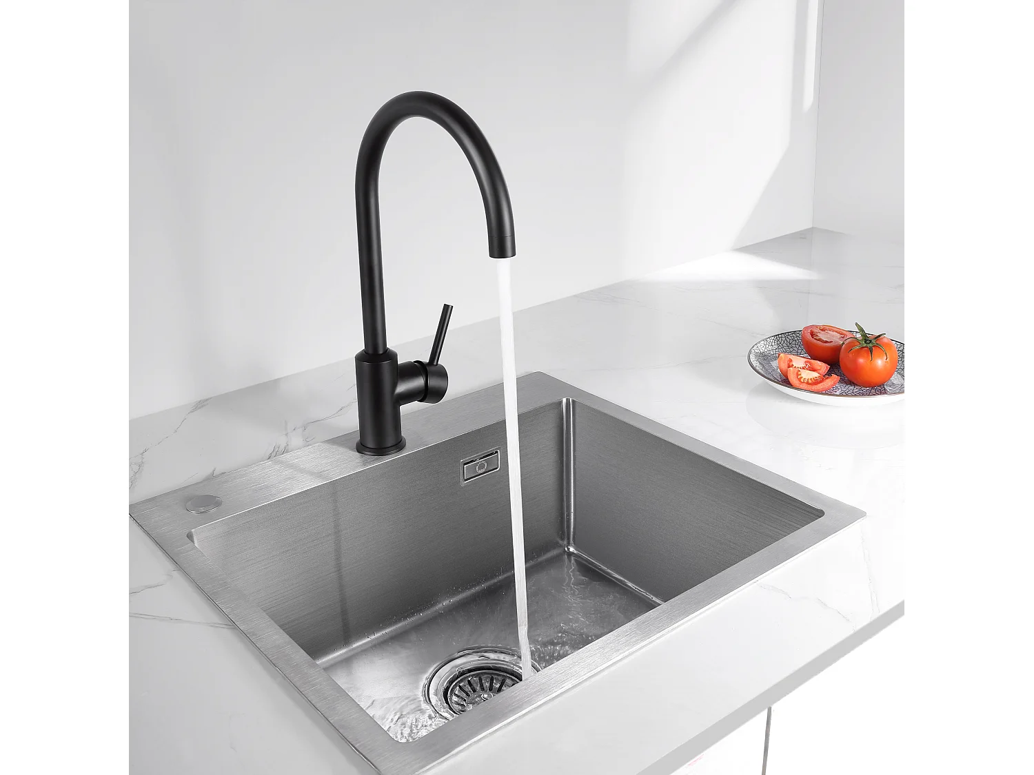 Cecipa max keukenkraan 360° draaibare keukenmengkraan Koud- en warmwatergootsteenmengkraan met afneembare bubbler, zwart, EU-model