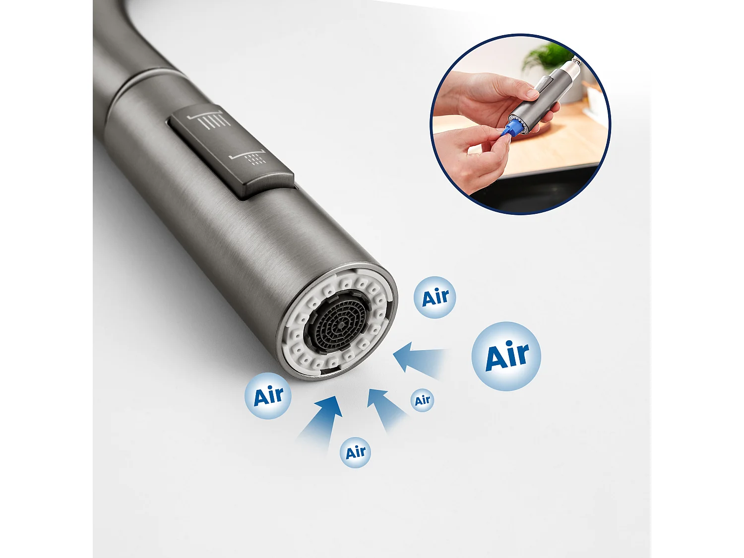 Mitigeur de Cuisine avec Douchette Extractible,Rotatif à 360 °,Robinet d'Évier 2 Fonctions,Mélangeur de Cuisine en Acier Inoxydable,Gris Foncé