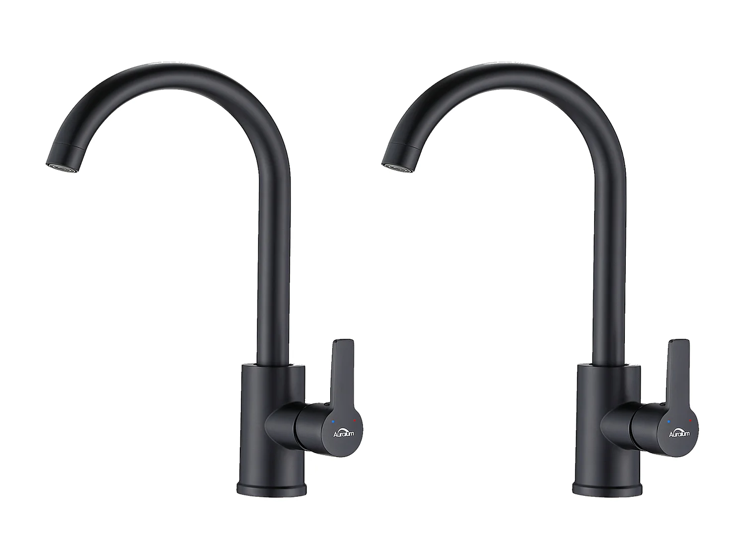 AuraLum Max 2pcs Noir Robinet Cuisine en Laiton Rotatif à 360° Mitigeur Évier Monotrou à Eau Chaude et Froide Convient pour Evier Cuisine,EU Modèle