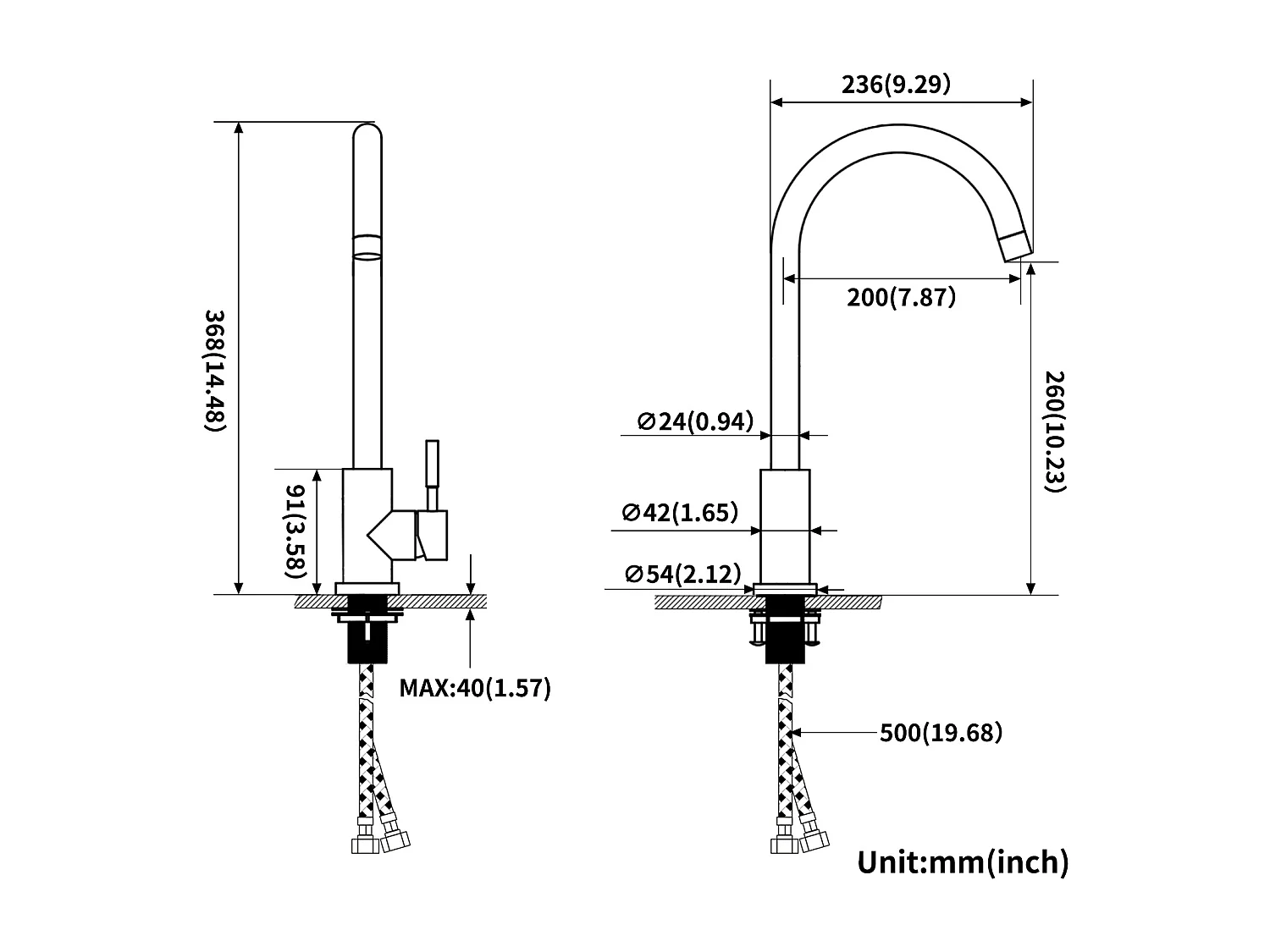 Küchenmischbatterie, gebürstetes Gold, 360° drehbarer Spültischhahn, Küchenarmatur aus Edelstahl mit abnehmbarem Luftsprudler, Kalt-/Warmwasser, U-Form