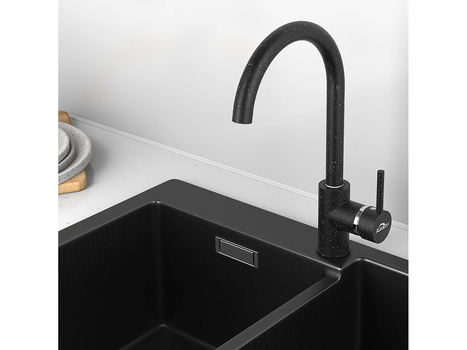 AuraLum Max Keukenkraan, Wastafelmengkraan Enkele Handgreep, 360° Draaibaar, Keukenmengkraan Warm Koud Water, Demonteerbare Beluchter, Wit ,EU Model