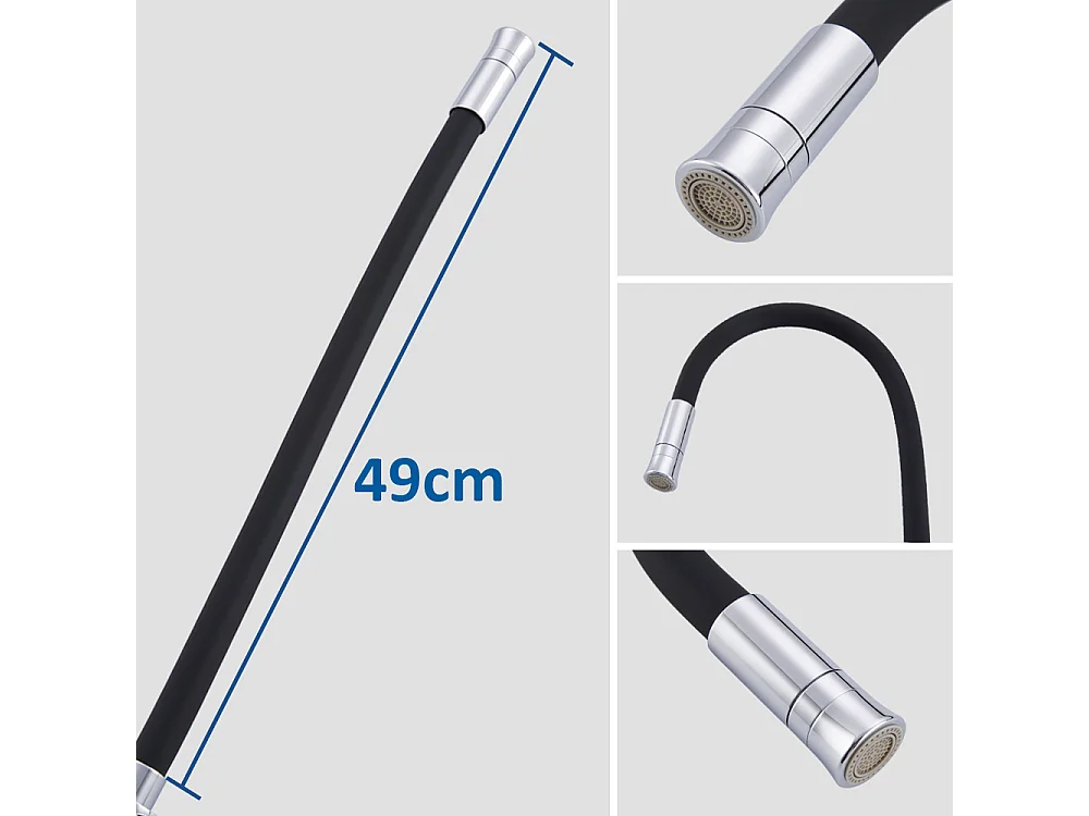 Schwarzer flexibler Küchenmischhahn, ausziehbarer Küchenhahn, 360° schwenkbarer Küchenhahn, Küchenarmatur mit 2 Strahlarten, Schwarz